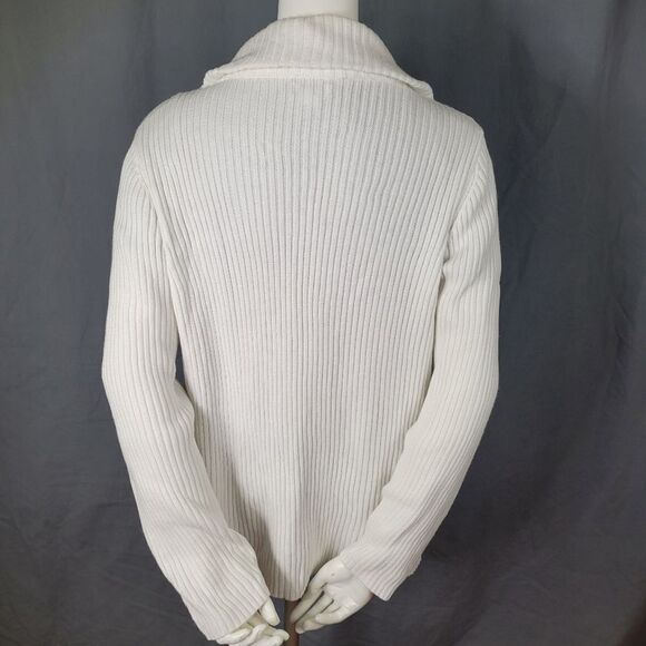 Croft & Barrow Ivory Quilted Full Zipper Front Sweater Jacket - Picture 3 of 10